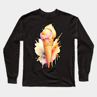 Vibrant double scoop ice cream cone Long Sleeve T-Shirt